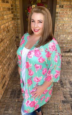 This item is available for local pick up from Magnolia, TX or select a shipping option and have it shipped directly to you. Spend over $99 and shipping is on me! You will fall in love with this kimono! Easy to dress up or down. This color combo has us so in love with floral all over again! One size regular for sizes XS - XL, One size plus for XL - 4XL! 95% polyester and 5% spandex I am wearing plus. I’m 5’6” tall. Floral Kimono, So In Love, Color Combo, Color Combos, Magnolia, Fall In Love, Lily Pulitzer Dress, In Love, Pick Up