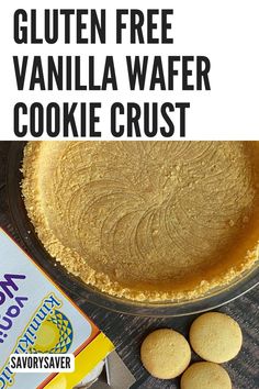 the gluten free vanilla wafer cookie crust is ready to be eaten