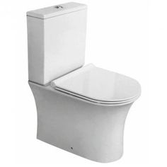 a white toilet with the lid up and no tank in front of it on a white background