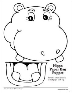 the hippo paper bag puppet is ready to be used for children's activities