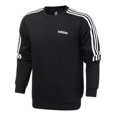 Adidas M Crew 3S Training Sports Pullover Black EI8994 (Men's) Adidas Three Stripes Sportswear Sweatshirt, Adidas Three Stripes Sweatshirt Sportswear, Adidas Sportswear Sweatshirt With Three Stripes, Winter Adidas Activewear With Three Stripes, Adidas Crew Neck Activewear For Sports Events, Three Stripes Crew Neck Activewear For Sports Season, Black Long Sleeve Adidas Activewear, Adidas Sporty Sweatshirt With Three Stripes, Sporty Adidas Sweatshirt With Three Stripes