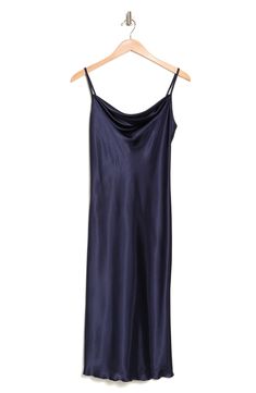 Slip into a cowl neck midi dress constructed from glossy satin for the perfect date-night look. 46" length (size XS) Cowl neck Sleeveless Adjustable straps Slips on over head 100% polyester Hand wash, line dry Made in the USA of imported fabric Model stats: 5'10", 32" bust, 25" waist, 36" hip. Model is wearing size XS. Perfect Date, Night Looks, Cowl Neck, Date Night, Slip On, Satin, Midi Dress, Nordstrom, Fabric