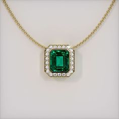 The pendant features a beautiful, transparent 2.91 carat emerald cut shape green emerald with the dimensions of 8.57 x 7.41 x 5.94 mm and a emerald cut. It has a clarity grade of very slightly included (evaluated at eye level), vivid color saturation, and an excellent polish. #fashionnecklaces #prettynecklaces #jewelrynecklaces #accessoriesjewelrynecklace #delicatejewelrynecklace Green Emerald Necklace With Diamond Halo Setting, Classic Emerald Cut Emerald Necklace For May Birthstone, Green Emerald Necklace With Halo Setting For May Birthstone, May Birthstone Green Emerald Necklace With Halo Setting, May Birthstone Emerald Necklace With Halo Setting, Emerald Cut Emerald Necklace For May Birthstone, Classic Green Emerald Necklace With Diamond Cut, Emerald Necklace With Vvs Clarity For Formal Events, Emerald Cut Diamond Emerald Necklace