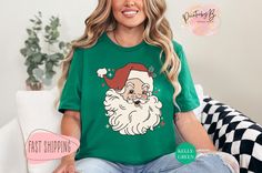 Christmas Santa T-shirt, Cute Santa Shirt, Gift For Christmas, Christmas T-shirts, Christmas Shirt For Women, Gift For Women, Santa T-shirt  Hello There First of all thank you for being here and checking out our finest t-shirt designs. In order to provide you best service, we are using the quality materials and beautiful designs. You can always contact us. HOW TO ORDER T-SHIRT * Select your t-shirt color * Select your size * Select your design text color * Click Add to Chart *And wait until the Christmas Gift Short Sleeve T-shirt, Green Short Sleeve T-shirt For Holidays, Green T-shirt For Christmas Holiday, Green Christmas T-shirt For Holiday, Green Christmas Crew Neck T-shirt, Christmas Green Cotton T-shirt, Christmas Short Sleeve T-shirt With Text Print, Funny Christmas T-shirt With Short Sleeves, White Christmas T-shirt With Character Print