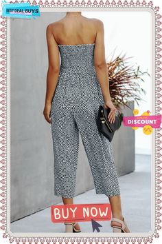 Elegant Print Buckle with Belt Strapless Regular Jumpsuits Spring Vacation Bandeau Jumpsuits And Rompers, Summer Bandeau Jumpsuits And Rompers For A Day Out, Bandeau Jumpsuits And Rompers For Summer Day Out, Summer Bandeau Jumpsuit For Day Out, Casual Bandeau Jumpsuits And Rompers For Vacation, Summer Bandeau Jumpsuits And Rompers For Vacation, Bandeau Jumpsuits And Rompers For Summer Vacation, Summer Vacation Bandeau Jumpsuits And Rompers, Casual Bandeau Jumpsuits And Rompers For Spring