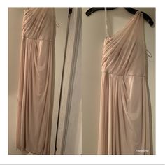 two pictures of a dress hanging on a hanger