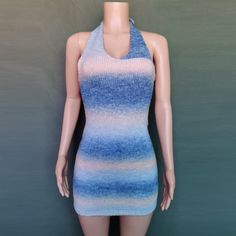 Sexy New Deep V-neck Rainbow Knitting Dresses – STYLEGOING Trendy Stretch Knit Mini Dress, Trendy Knit Mini Dress, Chic Sleeveless Knitted Mini Dress, Sleeveless Stretch Knit Mini Dress, Sleeveless Knit Mini Dress For Night Out, Stretch Knitted Mini Dress, Casual Stretch Halter Neck Bodycon Dress, Casual Halter Neck Stretch Bodycon Dress, Casual Stretch Bodycon Dress With Halter Neck