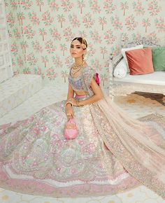 Kora and Pink Color Wedding Lehenga – Panache Haute Couture Raw Silk Blouse, Wedding Outfits For Groom, Raw Silk Lehenga, Curated Outfit, Pink Belt, Pink Lehenga, Color Wedding, Blue Tulle, Wedding Lehenga