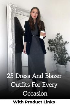 Elevate your style with a simple yet chic dress and blazer outfit - the perfect combination of aesthetic and cute for any occasion! Click here to upgrade your wardrobe and turn heads wherever you go.