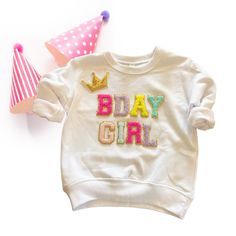 Glitter Letter Patch Sweatshirt, Girls Embroidered Crewneck, Personalized Toddler Girl Gift Ideas, Girls Sweatshirt Birthday, Birthday Shirt Pink Long Sleeve Top For Birthday, Cotton T-shirt With Letter Embroidery For Birthday, Pink Long Sleeve Sweatshirt For Birthdays, Pink Long Sleeve Birthday Sweatshirt, Pink Long Sleeve Sweatshirt For Birthday, Cotton Tops For First Birthday, Cute Crew Neck Top For Birthday, Cute Long Sleeve Sweatshirt For Birthday, Cute Birthday Top With Crew Neck