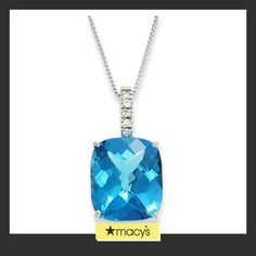 in stock Macy's Sterling Silver Jewelry With Gemstones, White Gold Necklace With Diamond Accents And Blue Topaz, Classic Blue Necklace With Accent Stones, Fine Jewelry Topaz Necklace With Diamond Accents, Elegant Blue Topaz Necklace With Diamond Accents, Fine Jewelry Topaz Necklaces With Diamond Accents, Macy's Blue Jewelry With Diamond Accents, Formal Topaz Necklace In Fine Jewelry Style, Formal Topaz Fine Jewelry Necklaces