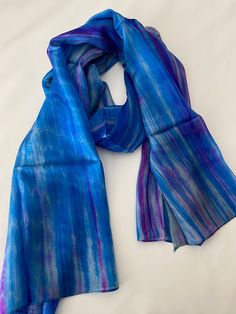 Full Sized, Mulberry Silk Scarf 180cm x 80cm 100% Pure Vietnamese Silk Beautiful shimmer and sunburst effect Choose your favourite colour and pattern! Blue Bohemian Scarf With Natural Dye, Bohemian Blue Scarf With Natural Dye, Blue Silk Casual Scarves, Blue Silk Casual Scarf, Casual Blue Silk Scarves, Blue Bohemian Hand-dyed Silk Scarf, Blue Bohemian Hand Dyed Silk Scarf, Blue Hand-dyed Silk Scarf For Summer, Hand Dyed Blue Silk Scarf For Summer