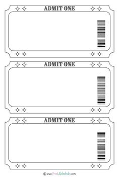 two admit tickets with the words admit one on them and an image of a barcode