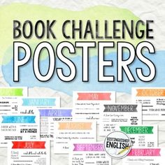 the book challenge posters are all lined up and ready to be posted