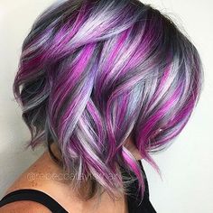 Short Cute Color Hair Blackberry Hair, Unicorn Hair Color, Hair Color Crazy, Boring Hair, Hair Color Purple, Fun Hair, Short Hair Color, Unicorn Hair, Pastel Hair