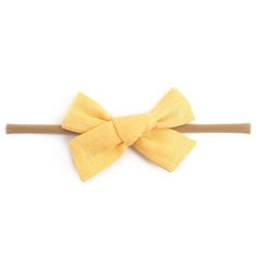 sunshine yellow linen baby bow on nylon headband Summer Decorative Bow Headband, Summer Bow Headband, Adjustable Decorative Bow Hair Accessory For Summer, Cute Adjustable Bow With Matching Headband, Adjustable Hair Accessories With Decorative Bow For Summer, Spring Satin Bow Headband, Summer Satin Bow Headband, Cute Adjustable Bow For Spring, Playful Adjustable Bow Headband