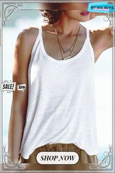 White Cotton-blend Sleeveless Shirts & Tops Trendy Tank Vest For Summer, Casual Relaxed Fit Tank Top For Day Out, Sleeveless Relaxed Fit Tops In Plain Color, Casual Beach Vest With Stretch, White Casual Lace Tank Top, Cotton Vest Top For Vacation, White Tank Vest For Beach, Casual White Tank Top, White Relaxed Fit Casual Tank Top