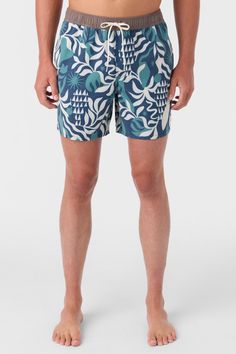 Ready for sunshine and long days at the beach or by the pool. Our trunks feature an elastic waist that's fully adjustable so you can get the perfect fit every time. Side pockets offer extra storage while the shorter outseam creates a vintage-inspired look. The boxer brief liner adds extra comfort. O'Neill Men's swim trunk 16" Outseam- At the thigh fit Retro stretch O'Neill Hyperdry DWR Elastic waist with tunnel drawcord Hand pockets, back pocket Anti-rash hyperthread 74% Recycled Polyester 18% C Casual Relaxed Fit Swim Trunks For Pool, Navy Shorts For Poolside, Relaxed Fit Swimwear With Pockets For Beach Season, Navy Swimwear For Surfing In Summer, Casual Surfing Bottoms For Summer, Beachy Bottoms For Summer Surfing, Blue Summer Bottoms For Vacation, Tropical Blue Pool Bottoms, Relaxed Fit Beach Swimwear With Pockets