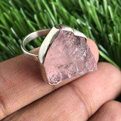 CYBER MONDAY SALE - Holiday season sale Natural Raw ROSE QUARTZ Sterling Silver 925 Ring. ROSE QUARTZ is in raw form and it has a beautiful intense vivid color. For other sizes please message with the ring size. The Ring shown in the picture is in the COLLAR setting. Another setting is in the PRONGS setting. Same Design and Setting are available in other Gemstones as shown in the last image. Ring size available in the photo is US 5 3/4 and ready to be dispatched the same day. Other sizes are mad Pink Sterling Silver Rings With Stones, Pink Stone Ring Jewelry, Pink Sterling Silver Crystal Ring With Gem, Rose Gold Spiritual Rings For Gift, Pink Jewelry With Stones For Gifts, Valentine's Day Crystal Gemstone Ring, Pink Morganite Rings For Gift, Pink Morganite Rings Perfect As Gifts, Rose Quartz Crystal Ring Gift