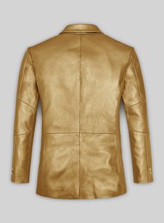 Modify your personality by having this finely crafted leather blazer in your closet as a style statement that lasts for a long time.  
 
 Our Golden Catwalk Leather Blazer is one piece that completes your attire and offers you comfort, making your well-planned casual or date night flourish.   Make a great impression with our Super Stylish leather blazer.  Genuine soft PURE Napa Leather Blazer   Click 'Customize Now' to modify the look if needed.  
 
Made as per your measurements. Fitted Leather Sport Coat For Semi-formal Occasions, Designer Tailored Leather Jacket, Designer Tailored Leather Blazer, Designer Leather Blazer With Notch Lapel, Luxury Gold Blazer For Office, Leather Party Blazer For Fall, Designer Semi-formal Leather Blazer, Designer Leather Blazer For Semi-formal Occasions, Designer Brown Leather Blazer