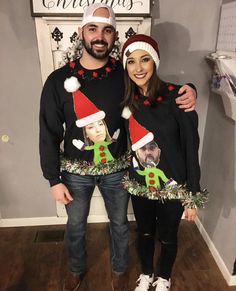 Ugly Sweater Family Ideas, Ugly Christmas Sweater Ideas For Couples, Family Ugly Christmas Sweaters, Tacky Christmas Sweater Diy, Diy Ugly Sweater Ideas For Couples, Christmas Ugly Sweater Outfits, Ugly Sueter Christmas, Ugly Sweater Outfit Women