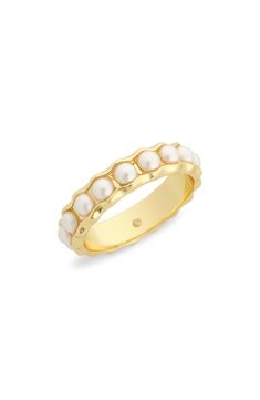 An easy-to-wear ring will add significant polish to even your most casual ensembles. 14k-gold plate/acrylic Imported Pearl Wedding Band, Pearl Wedding Bands, Trendy Boots, Eternity Band Ring, Ring Watch, Baby Boy Shoes, Pearl Wedding, Eternity Band