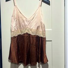 Nwt Torrid Babydoll Satin Camisole With Lace. Size 1 (14-16) Colors Are Brown And Cream Beige Camisole Tank Top For Daywear, Beige Camisole Top For Daywear, Beige Tops With Built-in Bra For Daywear, Beige Top With Built-in Bra For Daywear, Velvet Cami Top, Layered Cami, Plaid Tank Top, Spaghetti Strap Blouses, Velvet Cami