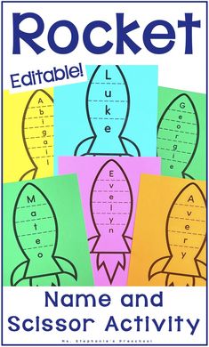 Rocket  Name and Scissor Activity For Preschoolers Preschool Scissors Activities, Letter R Activities, Name Activity, Preposition Activities, Rocket Craft, Preschool Names, Transportation Activities, Activity For Preschoolers, March Crafts