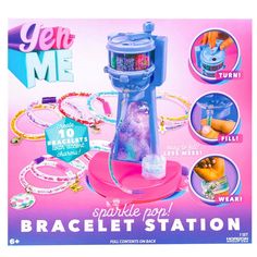 an advertisement for the bracelet station with instructions on how to use it and where to put them