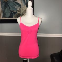 Nwt Victoria’s Secret Hot Pink Spaghetti Strap Cami With Built-In Bra With Elastic Under Chest Area With Adjustable Spaghetti Straps Over Shoulders. Pink Spaghetti, Vintage Tank Top, Vintage Tank, Lingerie Tops, Victoria Secret Lingerie, Black Camis, Grey Tank Top, Sport Tank Tops, Gray Tank