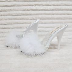 Brand New Fabulicious A Pleaser Brand Items 5" (12.7cm) Heel, 3/8" (1cm) Platform Marabou Sandals Glamorous Formal Heels With Feathers, Feathered Open Toe Evening Sandals, Evening Open Toe Sandals With Feathers, Party Sandals With Feathers And Open Toe, Elegant Open Toe Sandals With Feather Trim, Feathered Heels With Round Toe For Summer, Feathered Open Toe Sandals For Party, Spring Glamorous Heels With Feather Trim, Formal Open Toe Sandals With Feathers