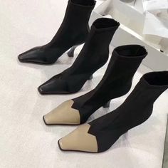 35-40 Eu Vintage Chic Style True To Size Full Black Or Two Tone Black Beige Color Please Comment For The Color Vintage Boots, Boots Leather, Vintage Chic, Shoes Heels Boots, Beige Color, Black Cream, Shoes Women Heels, Leather Boots, Heeled Boots