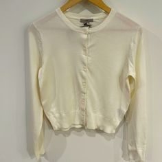 Women's H&M Size Small Off White Cardigan. New With Tags H&m Cotton Sweater For Spring, Classic Everyday H&m Tops, White Fitted Everyday Cardigan, Fitted H&m Winter Cardigan, Casual Cream Outerwear By H&m, Fitted Long Sleeve H&m Cardigan, H&m Fitted Long Sleeve Cardigan, H&m Casual Beige Sweater, H&m Long Sleeve Cream Top