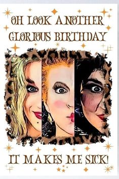 a birthday card with three women's faces