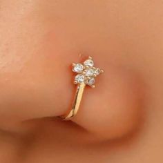 Nose Clip Ring- Cooper Smaller Flower Shaped Gold Tone Nose Ring With Cubic Zirconia Nwt Tray 35 Nose Clip, Nose Rings, Jewellery Storage, Small Flowers, Flower Shape, Womens Jewelry Rings, Cubic Zirconia, Gold Tones, Nose Ring