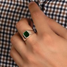 Unleash your inner style icon with our Emerald Silver Ring, a bold and striking jewelry masterpiece. At MyJewelist, we are here to redefine your style, offering you a unique piece that reflects your individuality and adds a touch of cool sophistication to your look. Our Emerald Silver Ring isn't just an accessory; it's a reflection of your distinctive style. When you wear it, you'll radiate confidence and charm, effortlessly grabbing attention wherever you go. ० UNMATCHED COMFORT, IMPECCABLE STYLE ० Concerned about comfort? No worries! Our jewelry is meticulously designed with your comfort in mind. We exclusively use hypoallergenic, nickel-free materials, ensuring you look and feel your absolute best. ० DETAILS ० ★CRAFTED TO PERFECTION: The Ring is a testament to precision and craftsmanshi Modern Green Signet Ring With Polished Finish, Modern Green Signet Ring For Anniversary, Modern Polished Emerald Ring For Gift, Modern Polished Emerald Ring Gift, Modern Emerald Ring With Polished Finish For Gift, Modern Emerald Ring With Polished Finish As Gift, Modern Polished Emerald Open Ring, Modern Emerald Ring For Gift, Modern Sterling Silver Emerald Open Ring