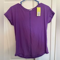 All In Motion Brand Size Large 10/12 Purple Athletic Tshirt New With Tags Casual Purple Top For Everyday, Everyday Purple Short Sleeve Tops, Purple Relaxed Fit Casual Top, Casual Purple T-shirt For Everyday, Casual Purple Short Sleeve Top, Sporty Stretch Purple T-shirt, Purple Relaxed Fit Sporty Tops, All In Motion, Color Purple