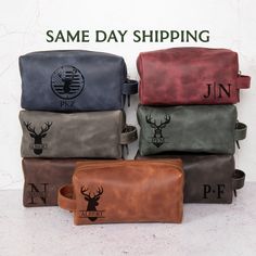 "Deer Hunting Gifts for Men, Personalized Toiletry Bag Christmas Gifts for Husband, Dad, Grandpa, Deer Antlers Gifts, Hunter Gifts, Boyfriend This Dopp Kit Bag is made of 100% genuine leather with a meticulous craftsmanship in the USA. If you are looking for a customized, stylish and durable leather toiletry bag, this is exactly what you wish.  This can be a very unique gift for your loved ones with words, names, initials etc...  Let's make yourself and your loved ones happy with this luxury bag on Birthday, Anniversary, Graduation, Wedding, Thanksgiving, Christmas, or Father's Day... FEATURES   *100% genuine leather *Leather getting unique with time (special for you) *Handcrafted *Meticulous Craftsmanship Customization Info For engraving requests:  Please add your engraving request  *Init Personalized Toiletry Bag, Leather Dopp Kit, Mens Toiletry Bag, Travel Cases, Leather Toiletry Bag, Hunting Gifts, Personalized Football, Dopp Kit, Vanity Case