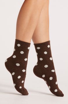 Bold polka dots enliven classic crew socks knit with a hint of cashmere for extra softness. Polyester/spandex/cashmere Machine wash, tumble dry Imported Knitting Socks, Crew Socks, Polyester Spandex, Hosiery, Polka Dot, Rust, Polka Dots, Cashmere, Hand Wash