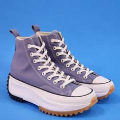 Converse Run Star Hike Hi High Top Seasonal Color Slate Lilac Blue Purple Unisex Platform Sneakers / Boots A03702c Nwt Size Guide: (Listed As Women's Shoes!) Men's 9 - Women's 10.5 Mpn: A03702c New Hues. New Heights. The Laid-Back Design Of The Iconic Chuck Taylor All Star Gets An Elevated Update In The Run Star Hike. A Canvas Upper Comes Together With The Classic Star Ankle Patch. With Its Signature Jagged Platform Outsole To Help You Stand Out In Any Crowd. Features: High-Top Platform Sneaker Lavender Sneakers With Rubber Sole And Round Toe, Trendy Purple High-top Sneakers With Round Toe, Sporty Purple Lace-up Canvas Shoes, Casual Purple Lace-up Platform Sneakers, Casual Purple High-top Sneakers With Contrast Sole, Purple Low-top Platform Sneakers, Casual Purple Low-top Platform Sneakers, Purple High-top Sneakers, Purple High-top Sneakers With Rubber Sole