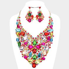 Oversized Multi-Color Crystal Statement Necklace Set – SPARKLE ARMAND Chunky Choker Necklace, Dreamcatcher Pendant, Filigree Pendant Necklace, Sterling Silver Cross Necklace, Rhinestone Statement Necklace, Crystal Statement Necklace, Turtle Necklace, Enamel Necklaces, Beaded Pendant Necklace