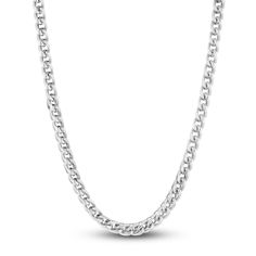 Simplicity meets swagger in this stunning Franco chain necklace. Stainless steel 4mm links 24 inches; fancy clasp Formal Stainless Steel Necklace With Silver Chain, Stainless Steel Curb Chain Jewelry For Formal Occasions, Formal Stainless Steel Silver Chain Necklace, Formal Stainless Steel Curb Chain Jewelry, Luxury Jewelry With Cuban Link Cable Chain, Formal Stainless Steel Necklace With Curb Chain, Timeless Formal Chain Necklace With Lobster Clasp, Formal Stainless Steel Chain Necklace, Formal Stainless Steel Curb Chain Necklace