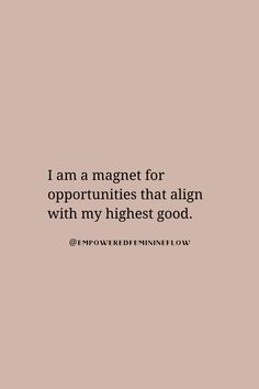 the quote i am magnet for opportunity that align with my highest good