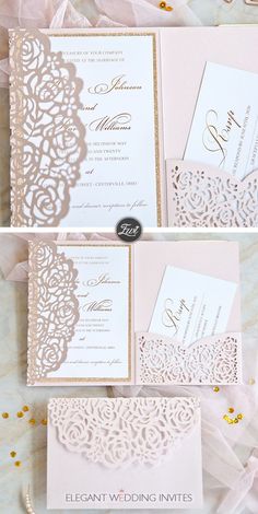 the wedding stationery is laid out and ready to be put in