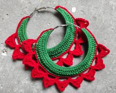 Dark green red oval large earrings for woman Oversized African | Etsy Red Bohemian Hoop Earrings For Summer, Trendy Handmade Flower Hoop Earrings, Green Hoop Earrings For Festivals And Gifts, Green Bohemian Hoop Earrings For Festive Occasions, Green Crochet Jewelry, Handmade Green Hoop Earrings For Party, Traditional Red Hoop Earrings, Handmade Hoop Earrings For Festive Occasions, Handmade Small Hoop Earrings For Summer