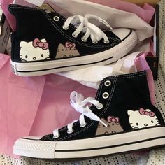 Women’s Size Brand New In The Box Never Worn Price Firm- But I Can Sell On Mercar For Cheaper, Just Ask Hello Kitty And Friends Stuff, Hello Kitty Wishlist, Cute Korean Shoes, Ribbon Converse, Costom Shoes, Shoes To Get, Room Decor Hello Kitty, Cute Shoes For School, Hello Kitty Merch