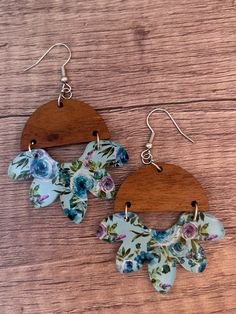 These multicolored floral earrings are adorable and a great addition to a fun wardrobe!  Lightweight.  All hooks are made of 925 silver plated material and are hypoallergenic. Floral Earrings, Wooden Jewelry, Double Layer, Silver Plate, 925 Silver, Beaded Jewelry, Jewelry Earrings Dangle, Dangle Drop Earrings, Dangle Earrings