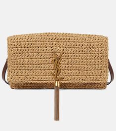 Luxury Straw Shoulder Bag In Rectangular Shape, Luxury Rectangular Straw Shoulder Bag, Designer Straw Shoulder Bag For Travel, Natural Straw Shoulder Bag With Gold-tone Hardware, Travel Shoulder Bag In Straw With Gold-tone Hardware, Designer Straw Shoulder Bag With Top Handle, Luxury Straw Shoulder Bag For Travel, Luxury Straw Evening Bag, Designer Crossbody Straw Bag For Travel