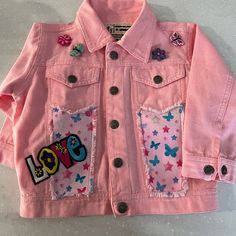 Jacket From Anchor Attire. Brand New Pink Denim Jacket, Pink Denim, Jeans Color, Color Rosa, Jean Jackets, Kids Jacket, Jean Coat, Birthday Ideas, Jean Jacket