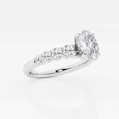 1 1/2 ctw Oval Lab Grown Diamond Graduated Engagement Ring 14K White Gold FG, SI1+ Side Stone Engagement Ring, Engagement Rings Platinum, Diamond Education, Perfect Engagement Ring, Fancy Color Diamonds, Custom Engagement Ring, Adjustable Bracelet, Diamond Studs, White Gold Diamonds